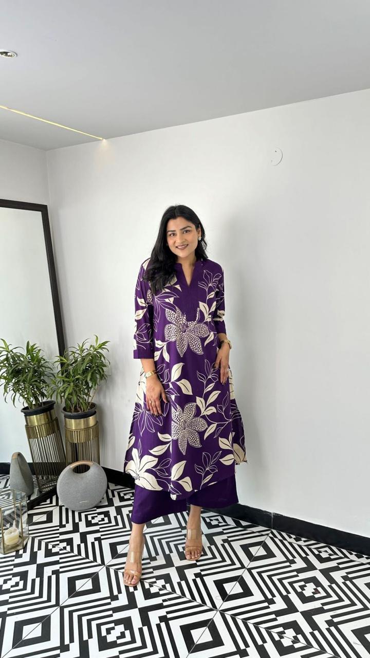 Comfort Floral Cotton Kurta Set