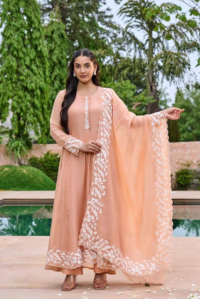 Organza Charm with Ethnic Grace Anarkali 3 pc suit