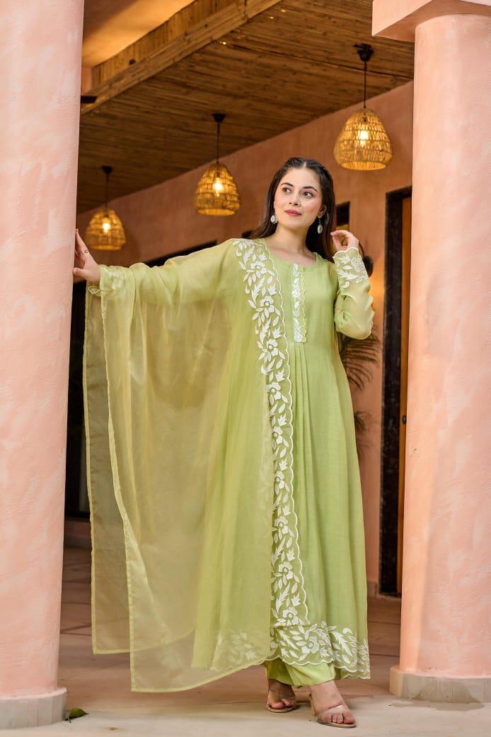 Organza Charm with Ethnic Grace Anarkali 3 pc suit