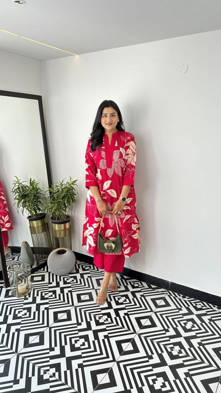 Comfort Floral Cotton Kurta Set