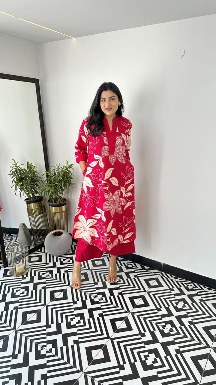 Comfort Floral Cotton Kurta Set