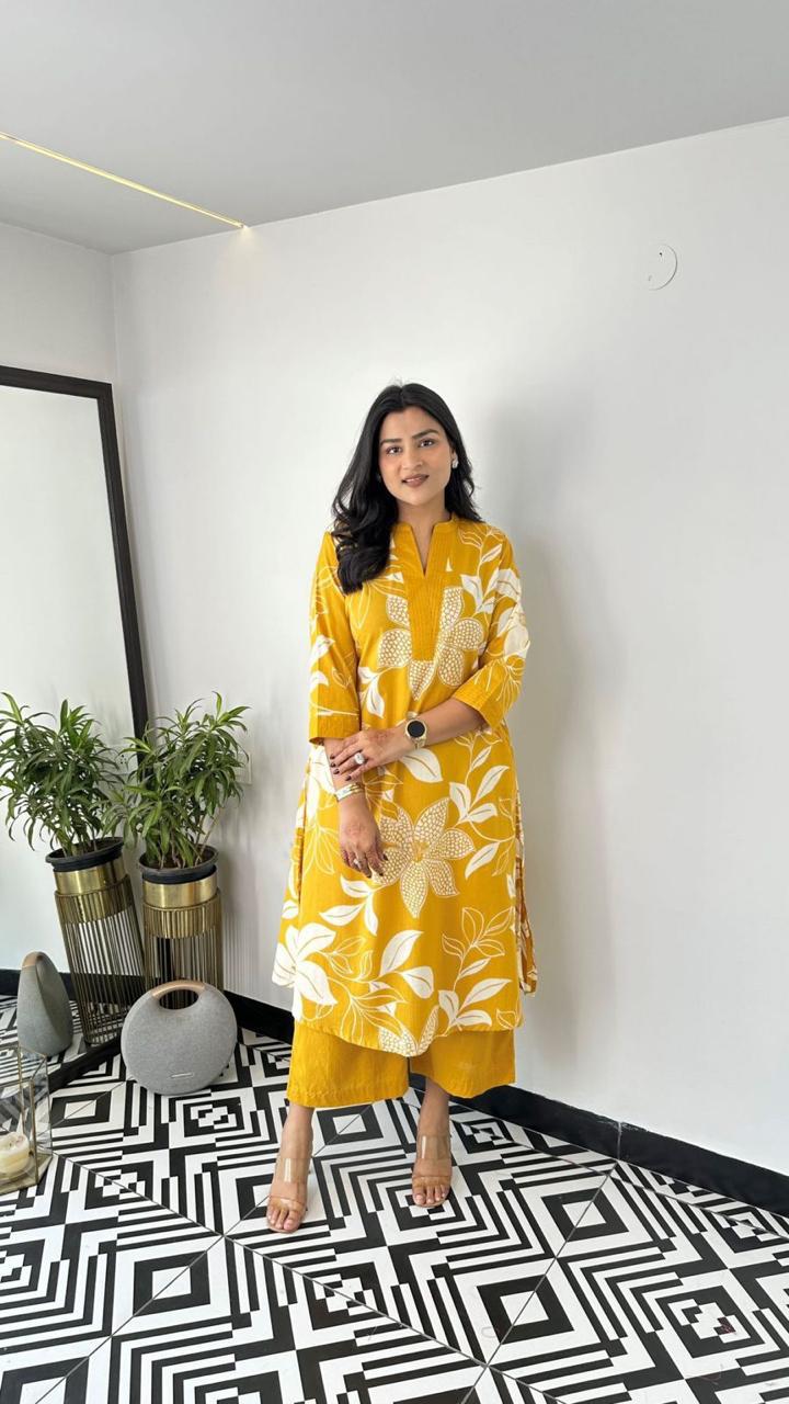Comfort Floral Cotton Kurta Set