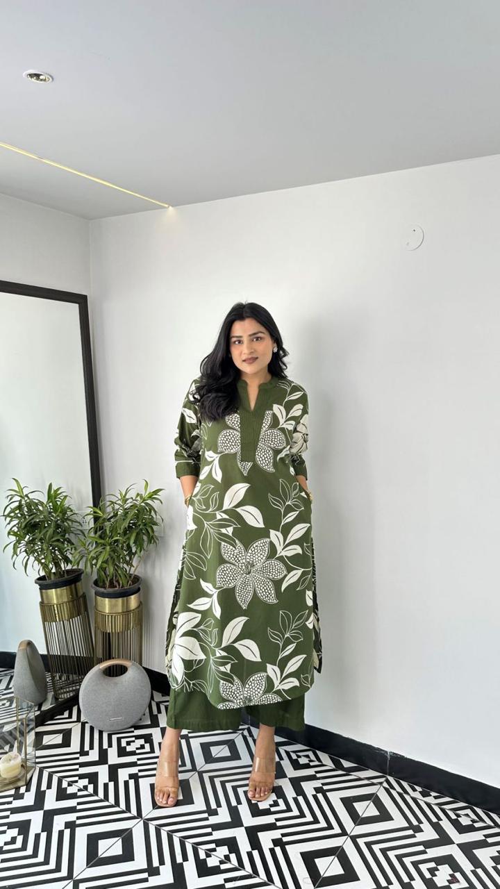 Comfort Floral Cotton Kurta Set