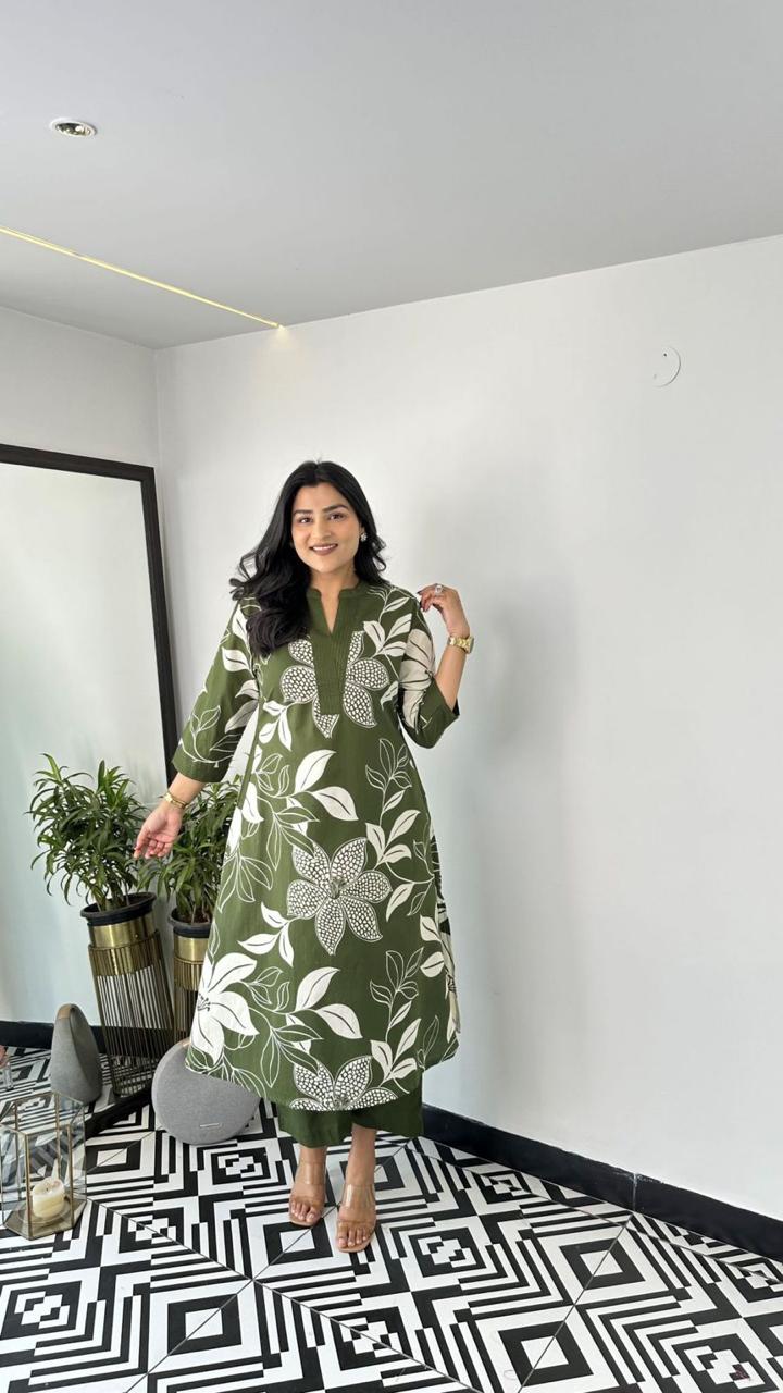 Comfort Floral Cotton Kurta Set