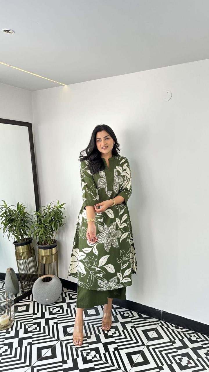 Comfort Floral Cotton Kurta Set