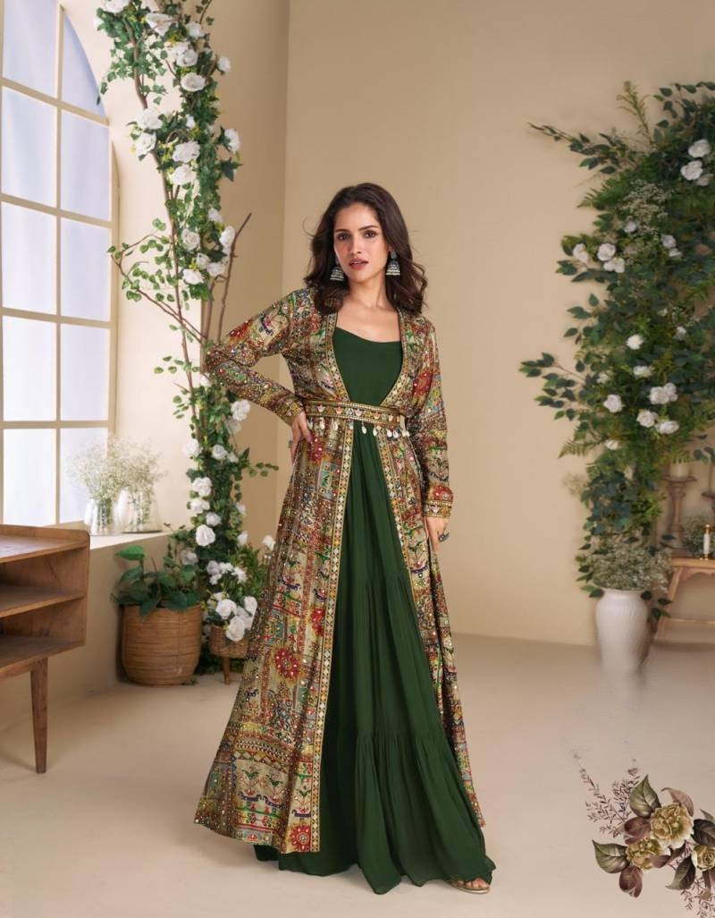 Crape Georgette Anarkali  With Jacket style