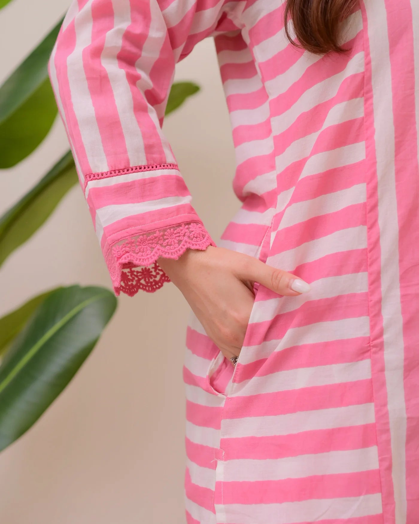 Pink Striped Kurta Sets