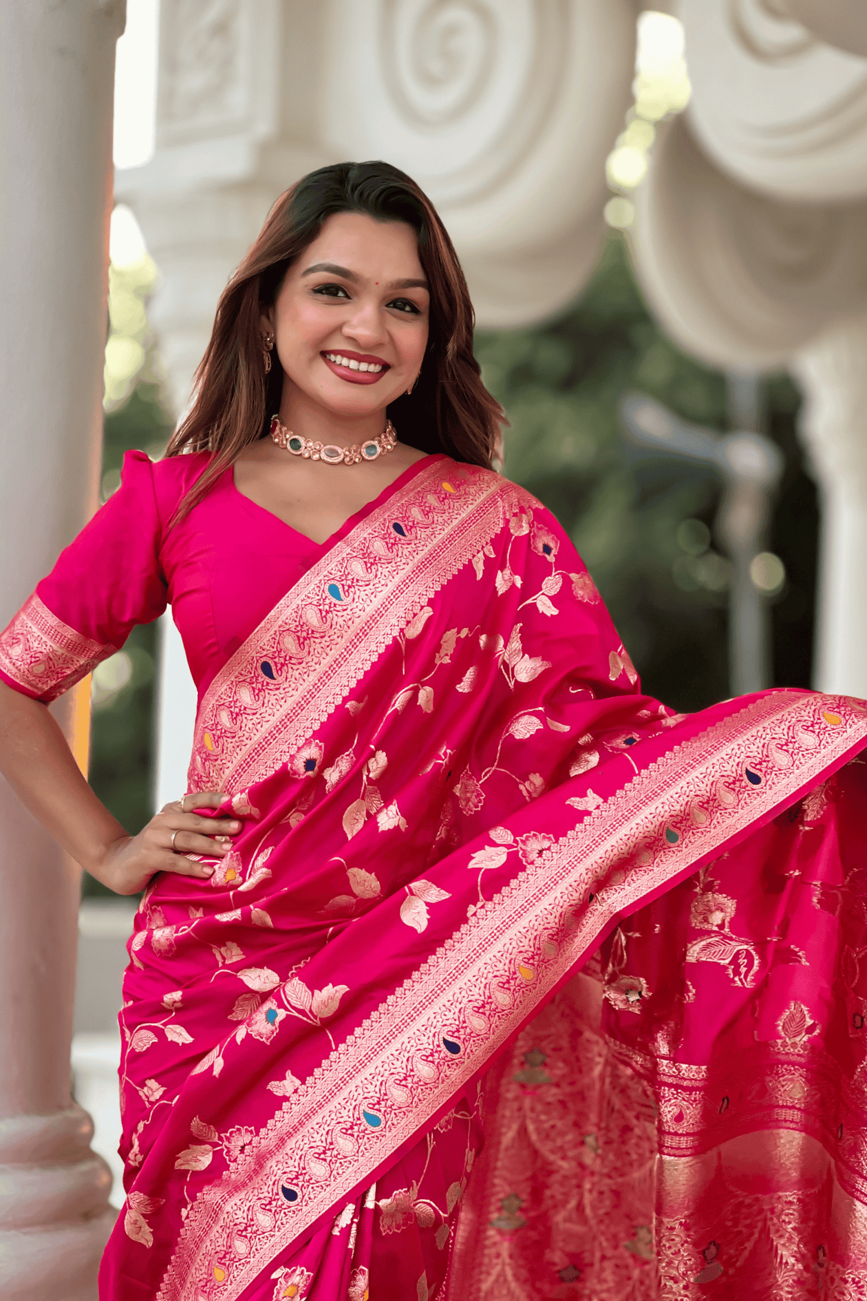 Pink Rich Banarasi Silk Saree