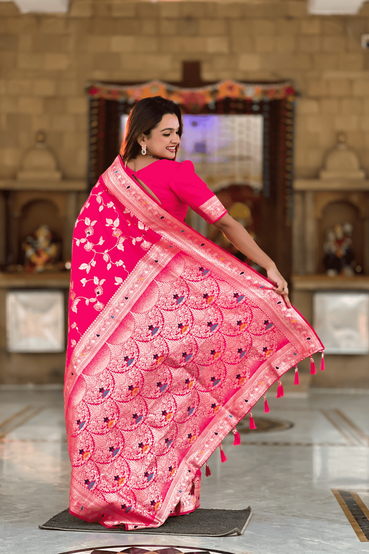 Pink Rich Banarasi Silk Saree