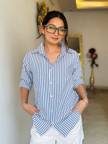 Blue Stripe Cotton Shirt