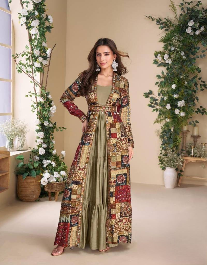 Crape Georgette Anarkali  With Jacket style