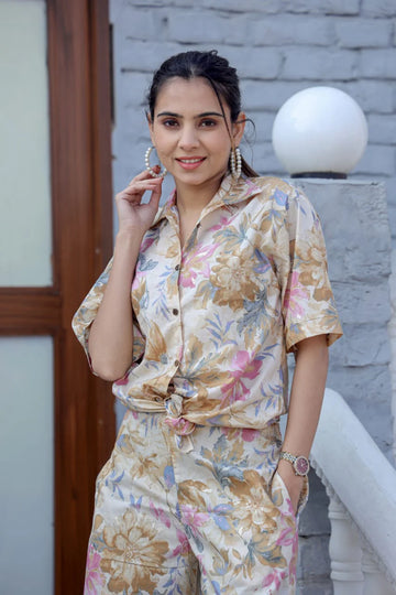 Cotton Modal Silk Shirt & Shorts Cord Set