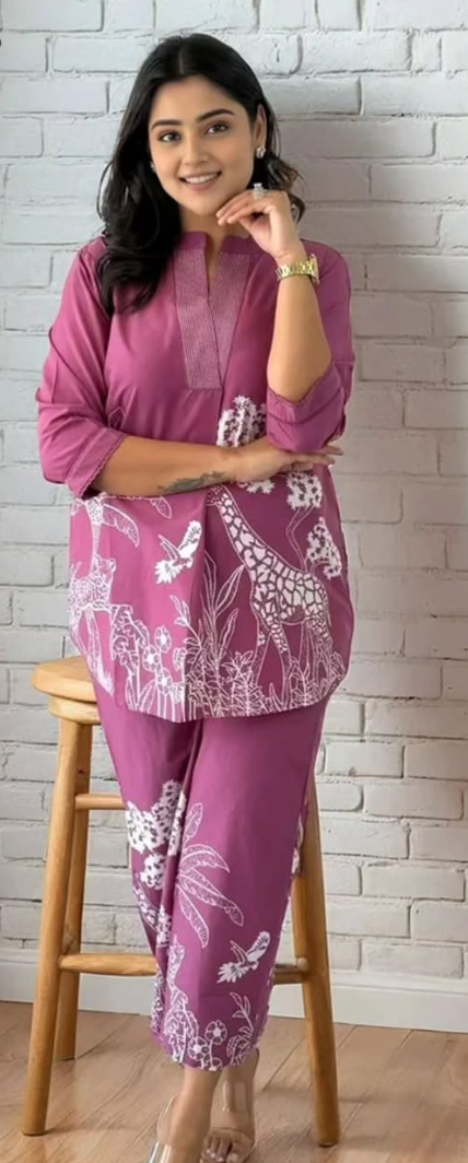 Pinkish Stylish Cord Set