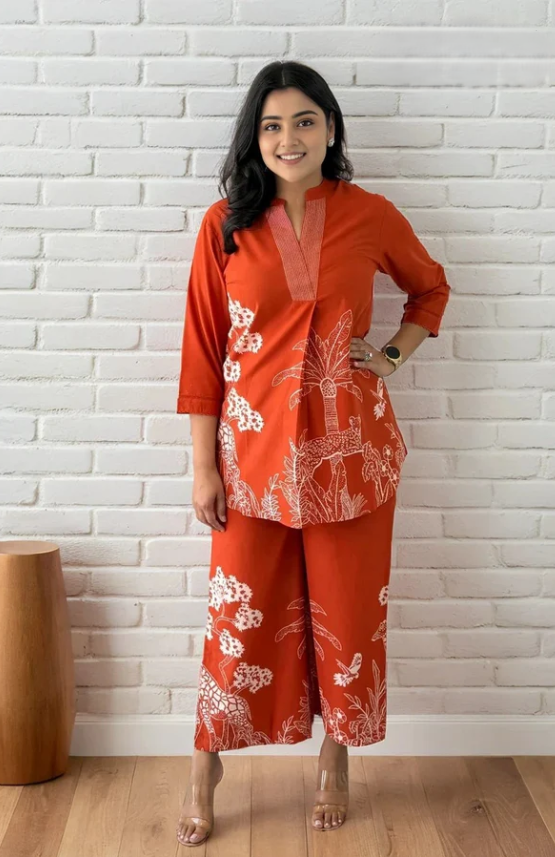 Rust Orange  Stylish  Cord Set