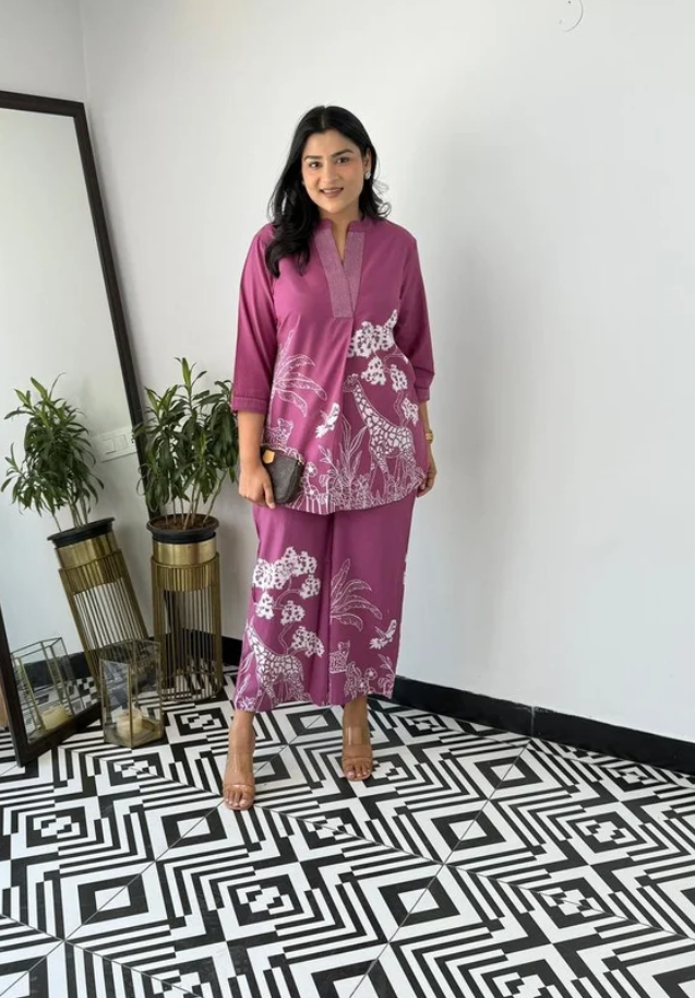 Pinkish Stylish Cord Set