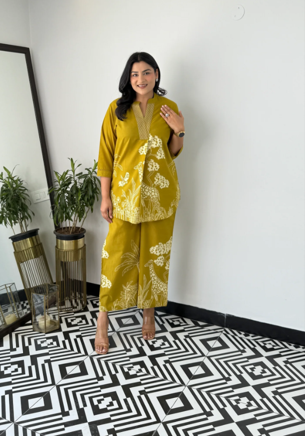 Mustard Yellow Stylish Cord Set