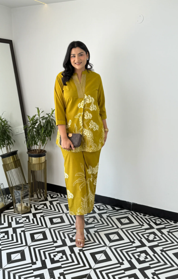 Mustard Yellow Stylish Cord Set