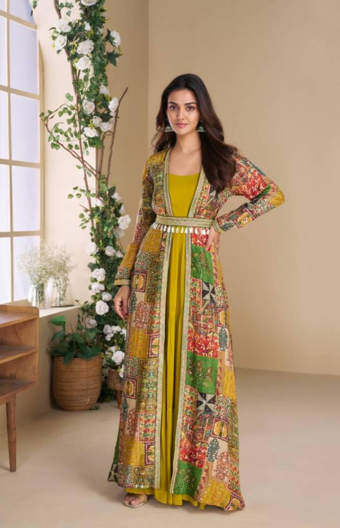 Crape Georgette Anarkali  With Jacket style