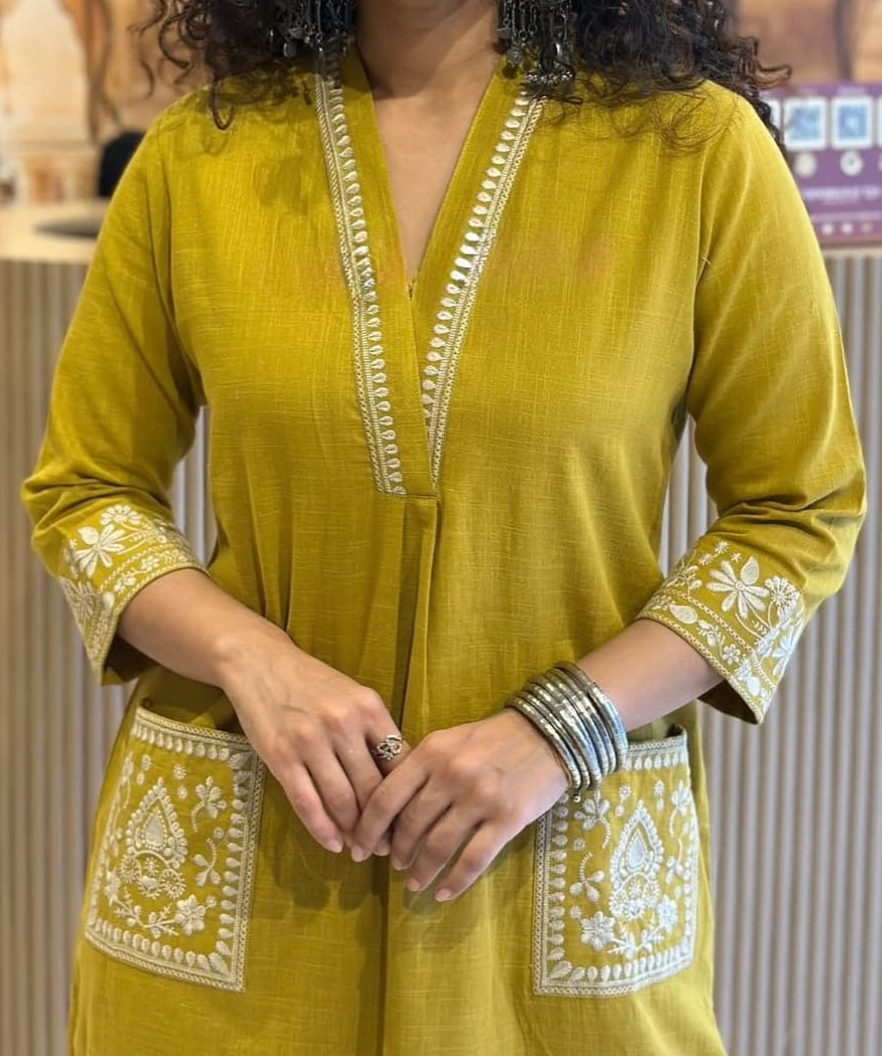 Embroidered Cotton Kurta Set