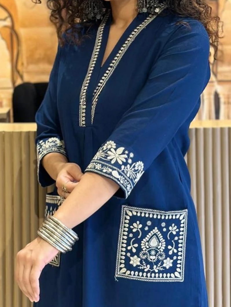 Embroidered Cotton Kurta Set
