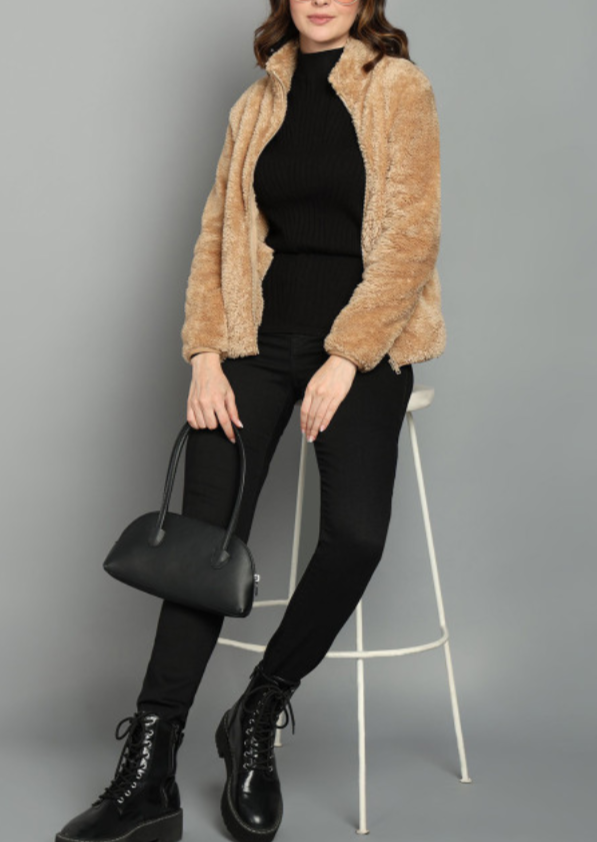 Fawn Fluffy  Fleece Jacket