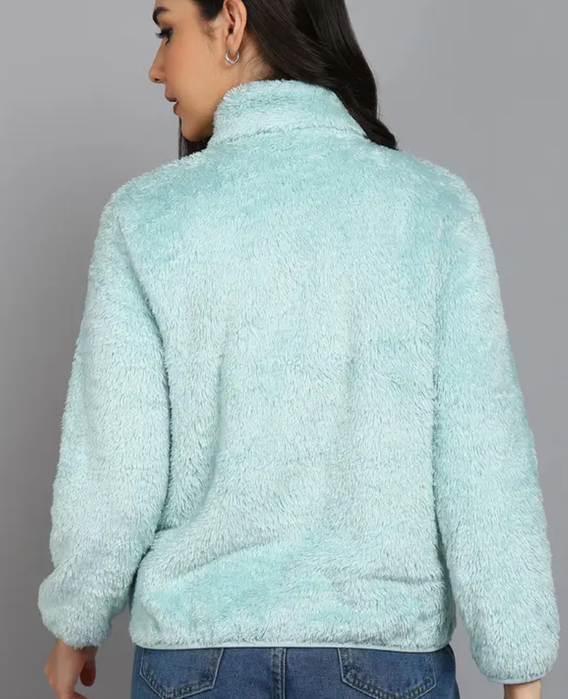 Sky Blue Fluffy  Fleece Jacket
