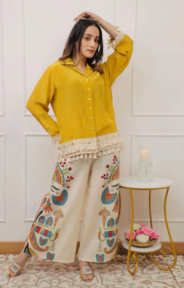 Mustard Yellow A-Cut Cotton Stylish Cord Set