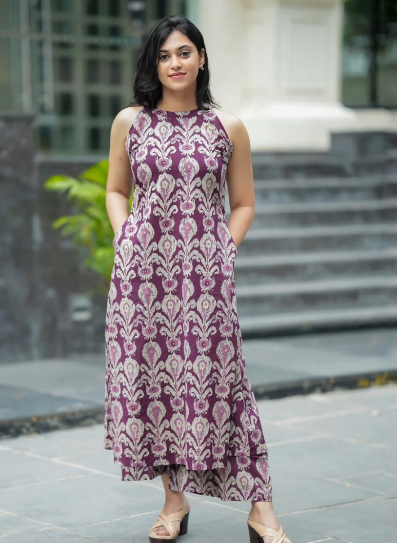 Floral Block Printed Cotton Kurta Set