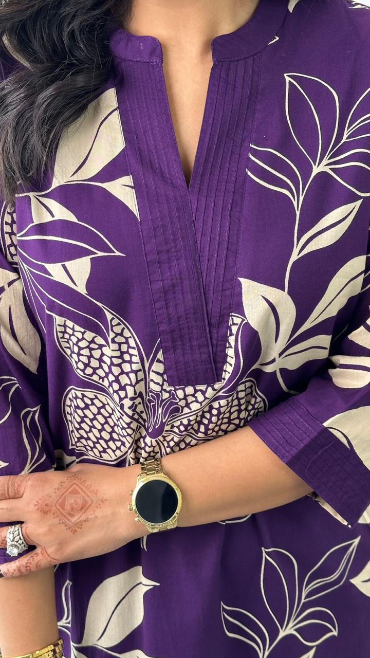 Comfort  Floral Cotton Kurta Set