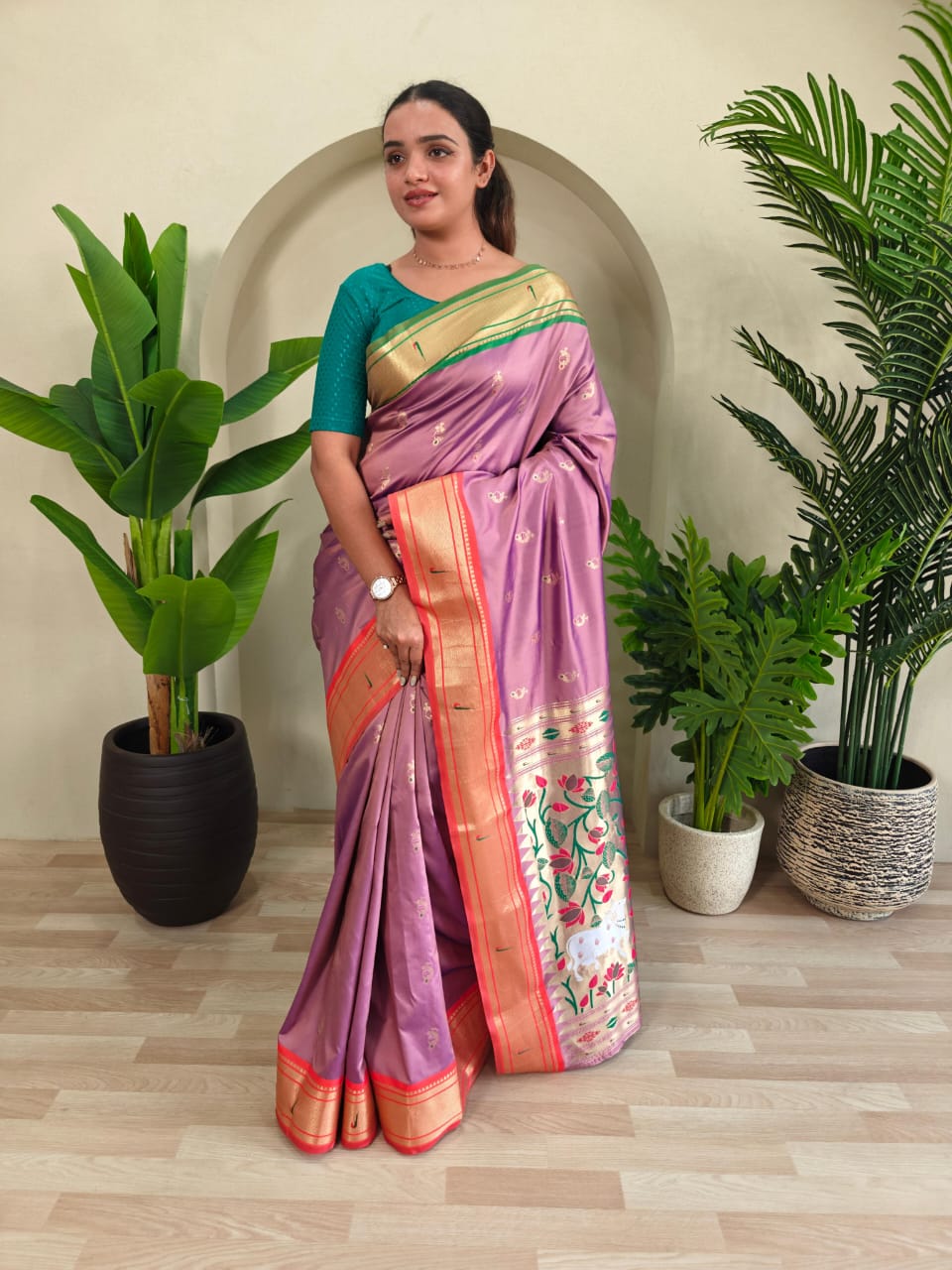 Cultural Weaves in Pink  Paithani Silk Saree