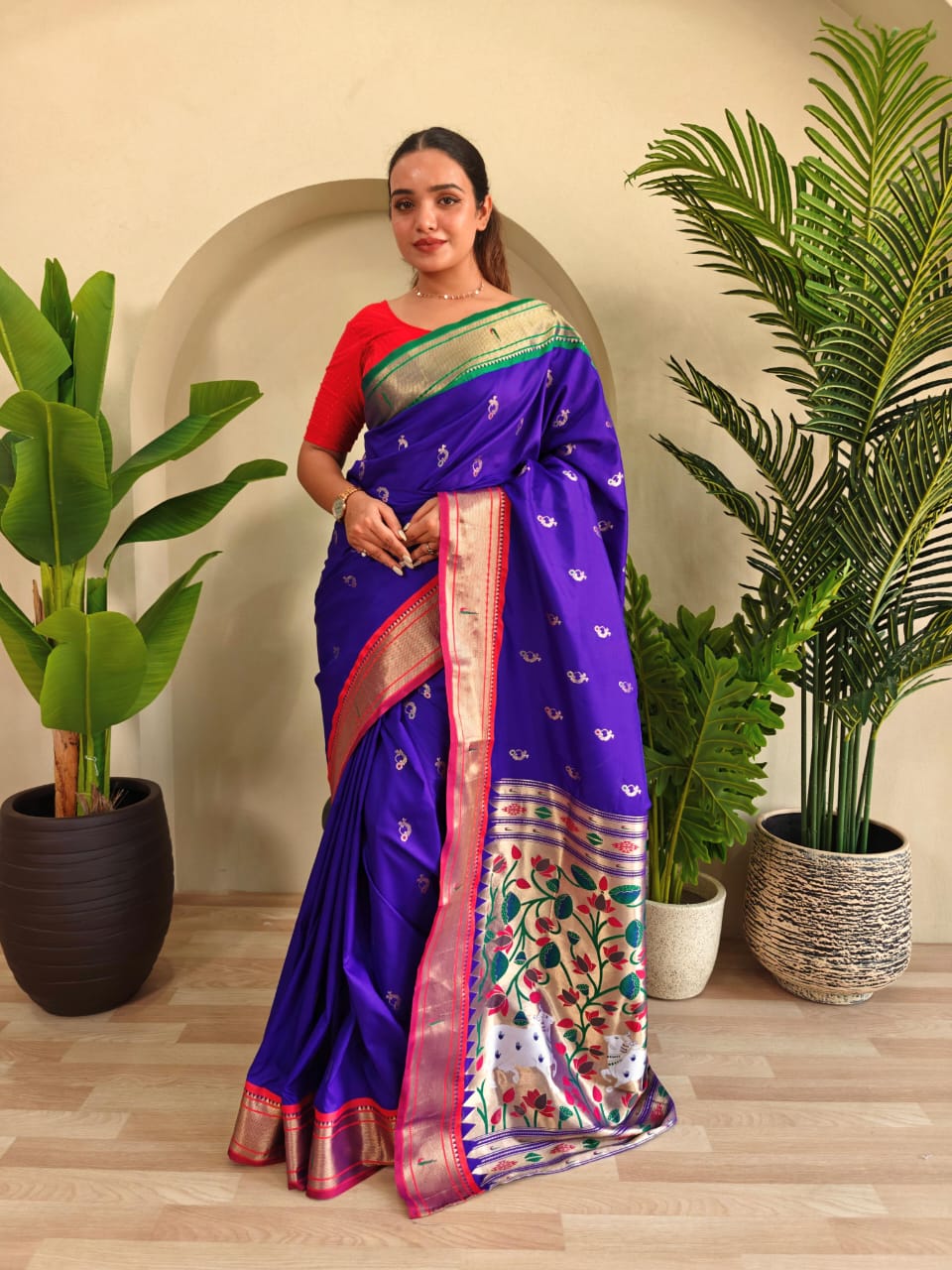 Cultural Weaves in Purple Paithani Silk Saree