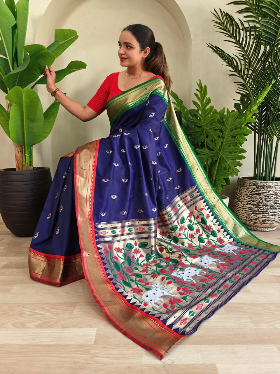 Cultural Weaves in Purple Paithani Silk Saree