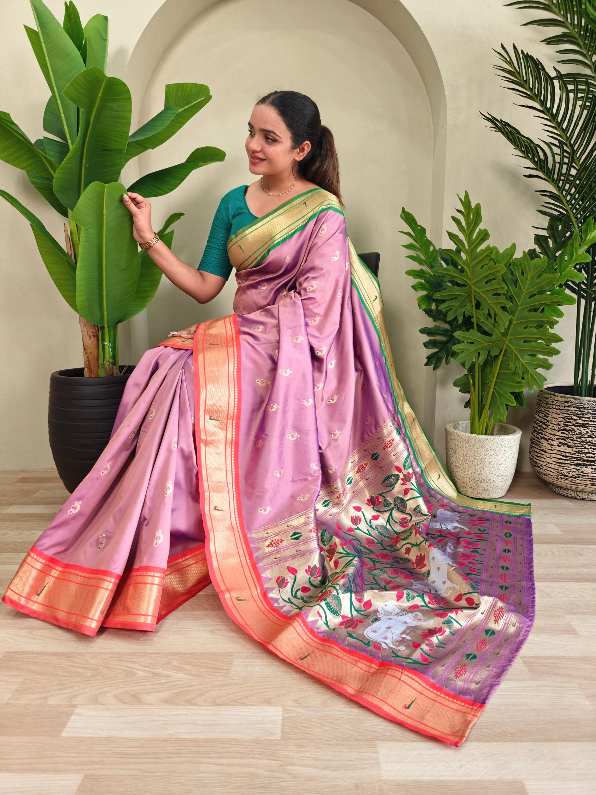 Cultural Weaves in Pink  Paithani Silk Saree