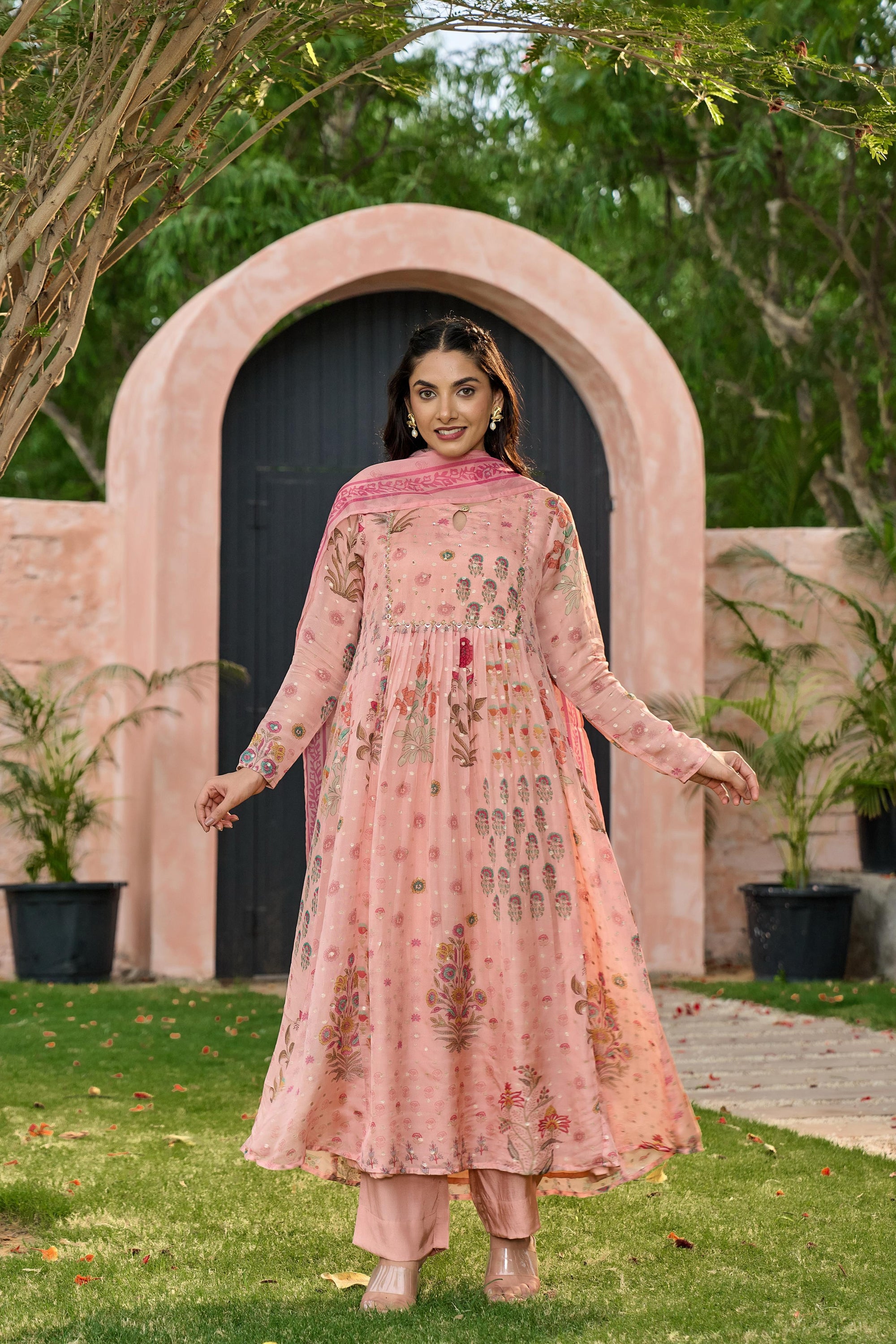 Elegance in Organza Anarkali 3 pc Suit Set