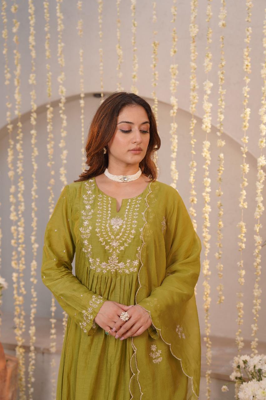 Chanderi Elegance for Festival Days 3pc suit set