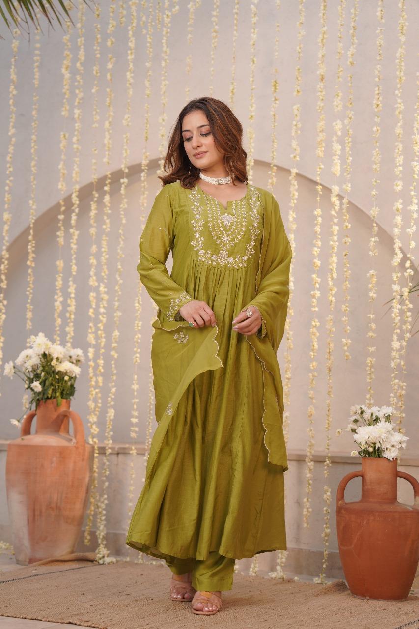 Chanderi Elegance for Festival Days 3pc suit set