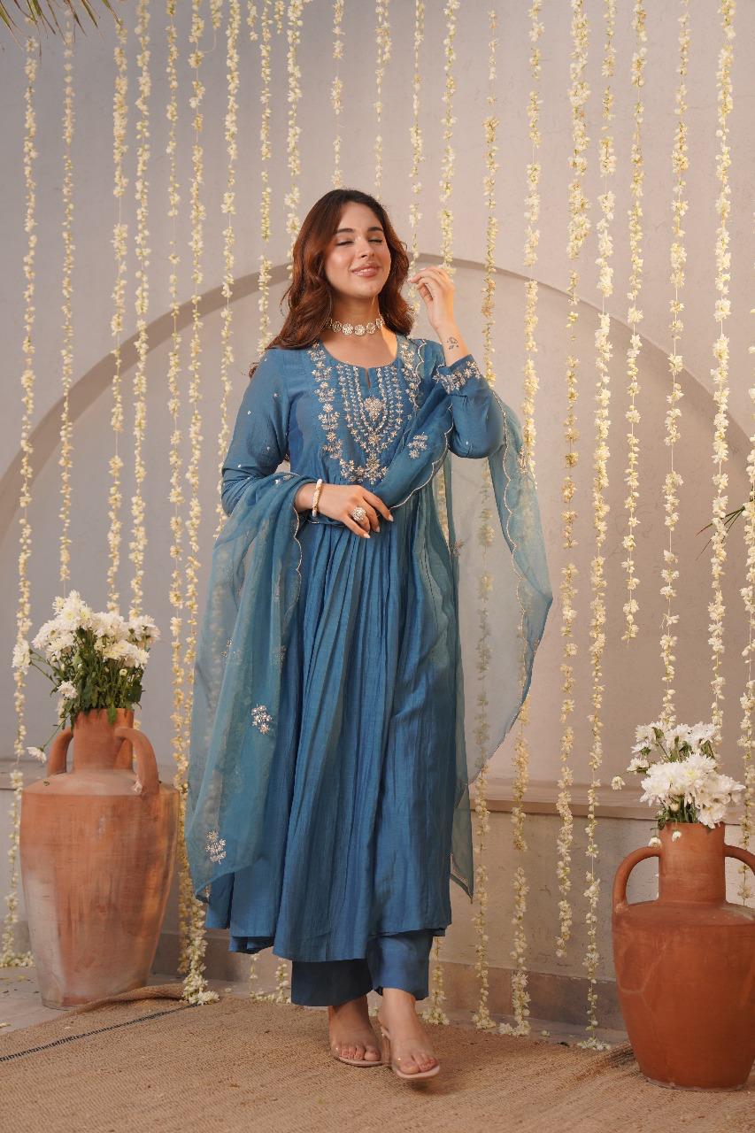 Chanderi Elegance for Festival Days 3pc suit set