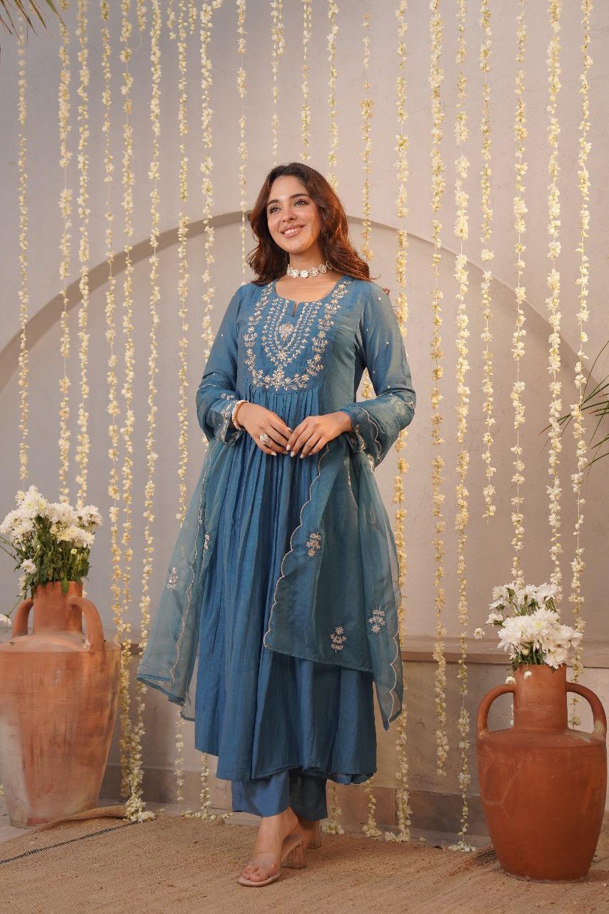 Chanderi Elegance for Festival Days 3pc suit set