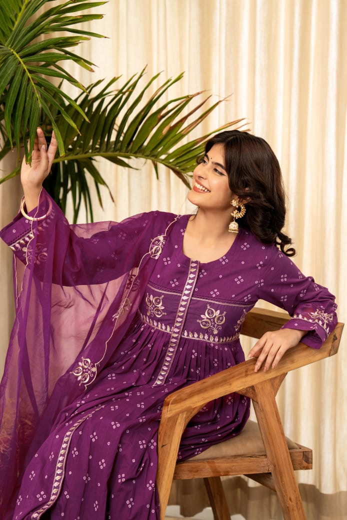 Mulmul Magic for Festive Anarkali 3pc Suit Set