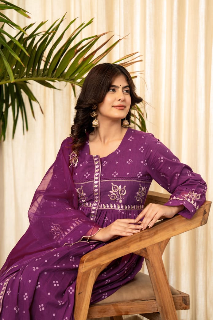 Mulmul Magic for Festive Anarkali 3pc Suit Set