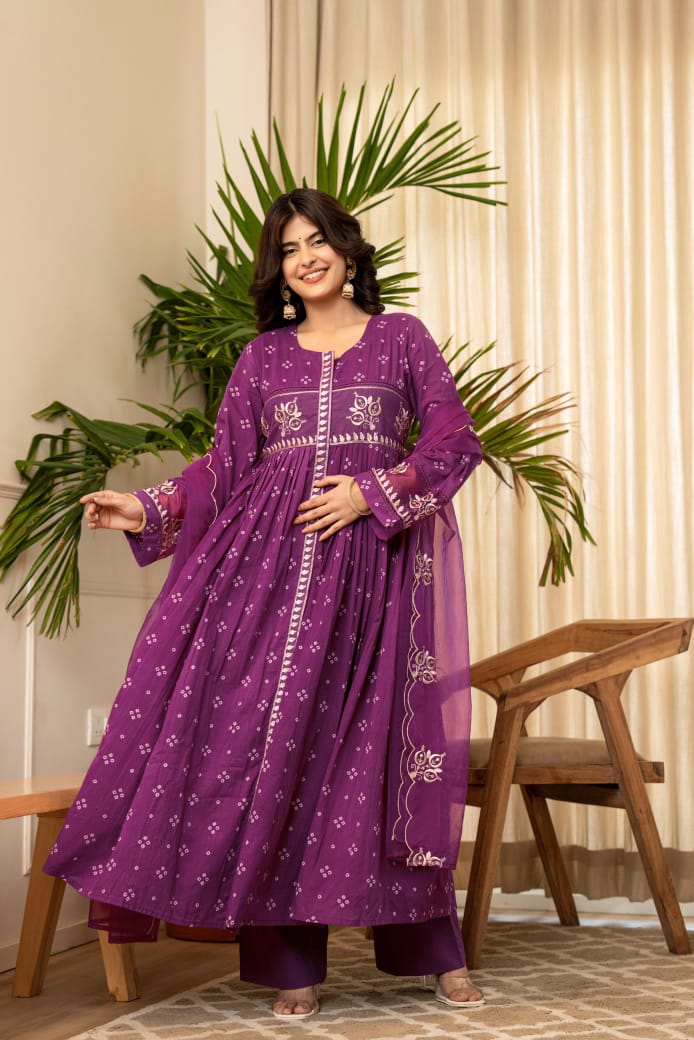 Mulmul Magic for Festive Anarkali 3pc Suit Set