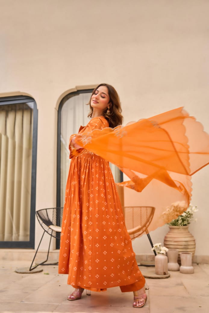 Mulmul Magic for Festive Anarkali 3pc Suit Set
