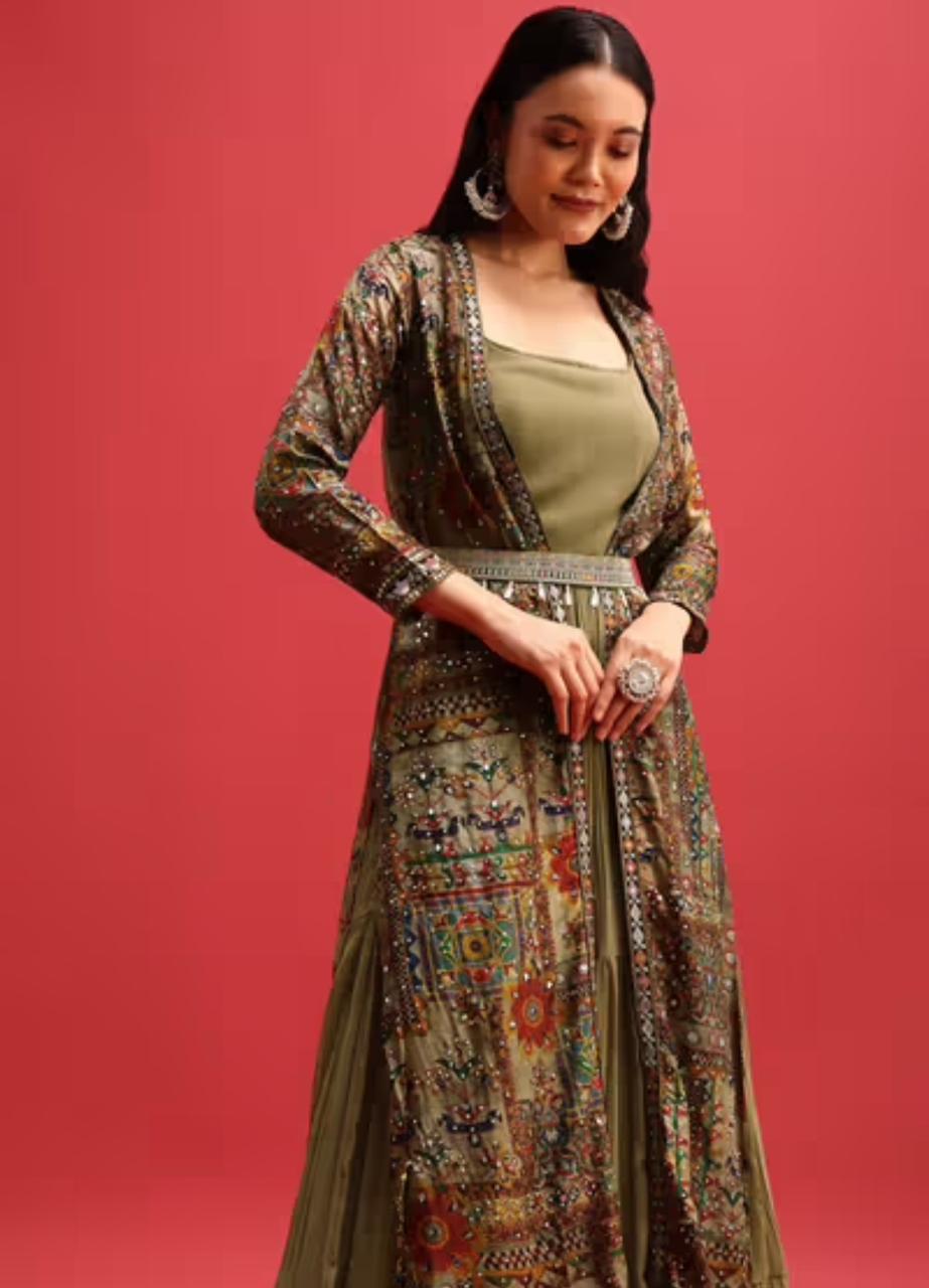 Crape Georgette Anarkali  With Jacket style