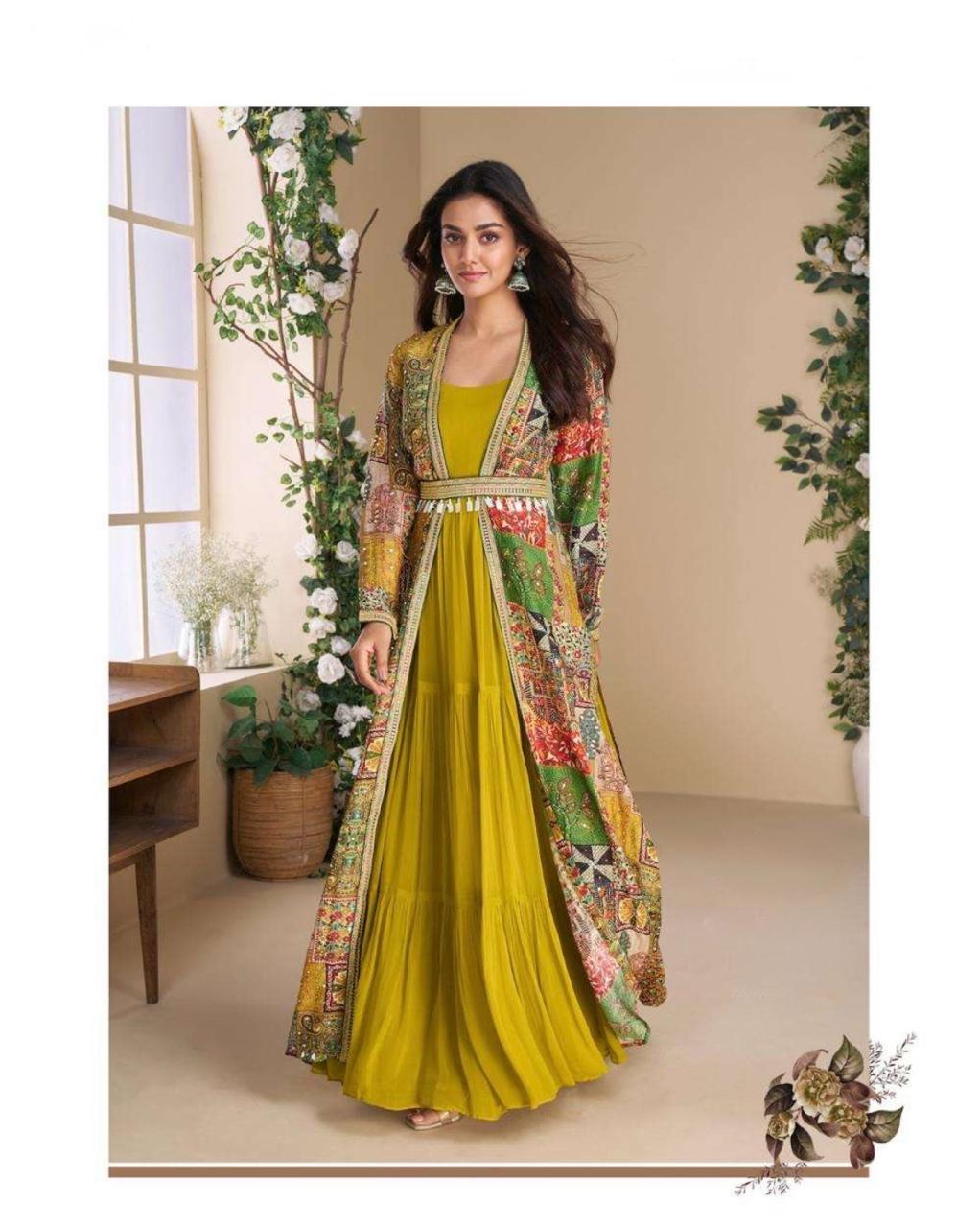 Crape Georgette Anarkali  With Jacket style