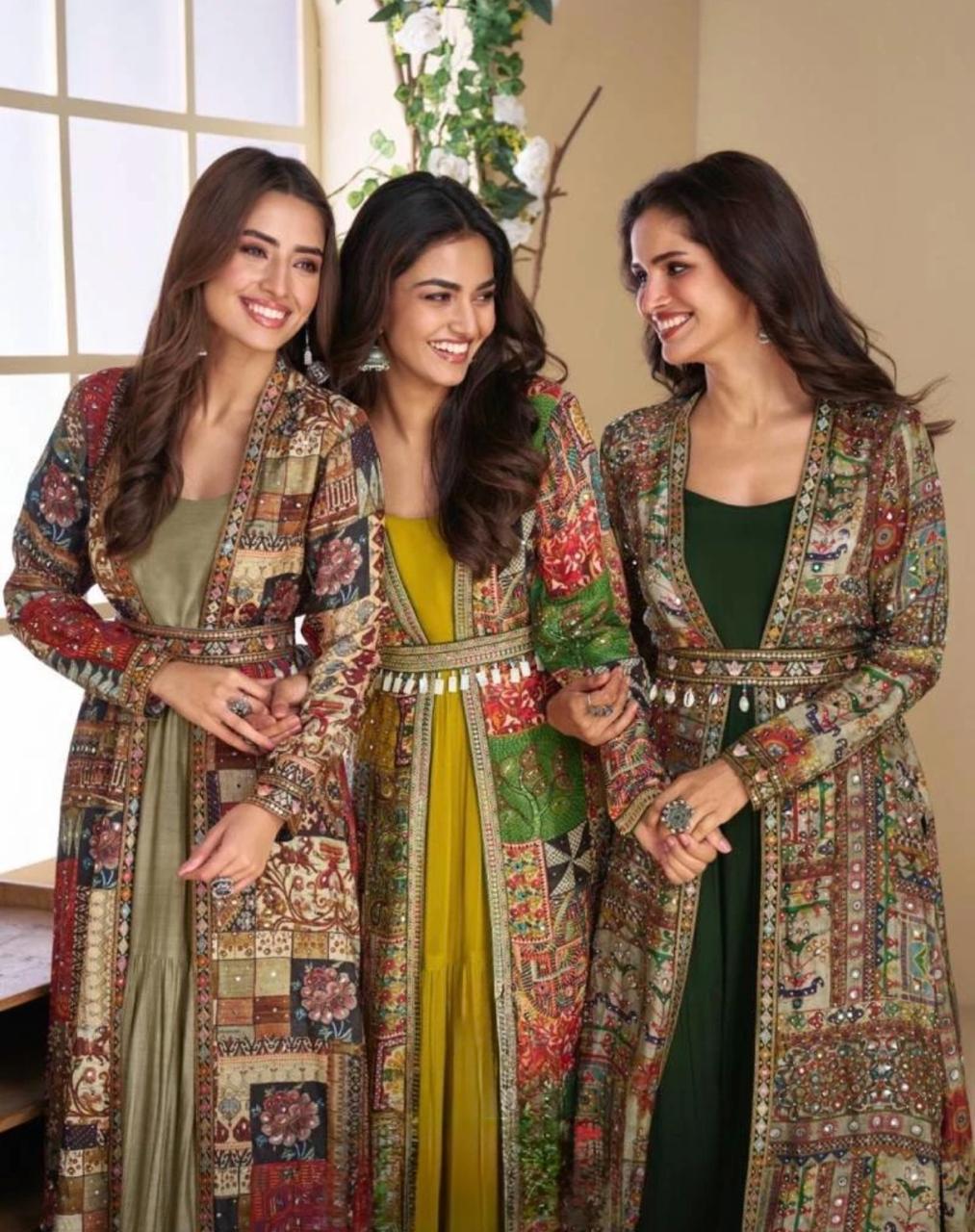 Crape Georgette Anarkali  With Jacket style
