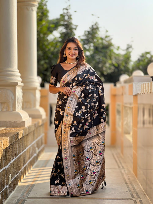 Black  Rich Banarasi Silk Saree