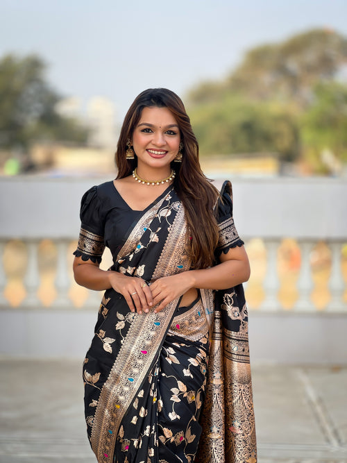 Black  Rich Banarasi Silk Saree