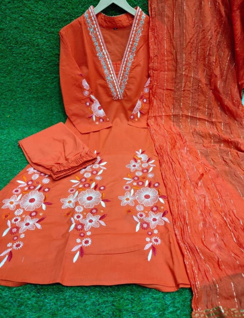 Stylish Embroidery  Anarkali 3pcs Suit Set