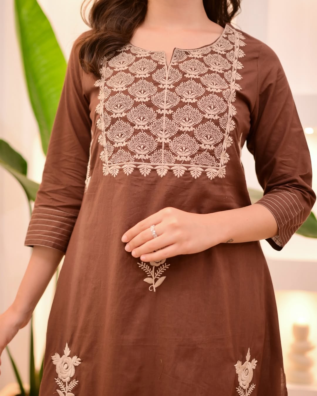 Pure Cotton Thread Work 3Pc Suit Set