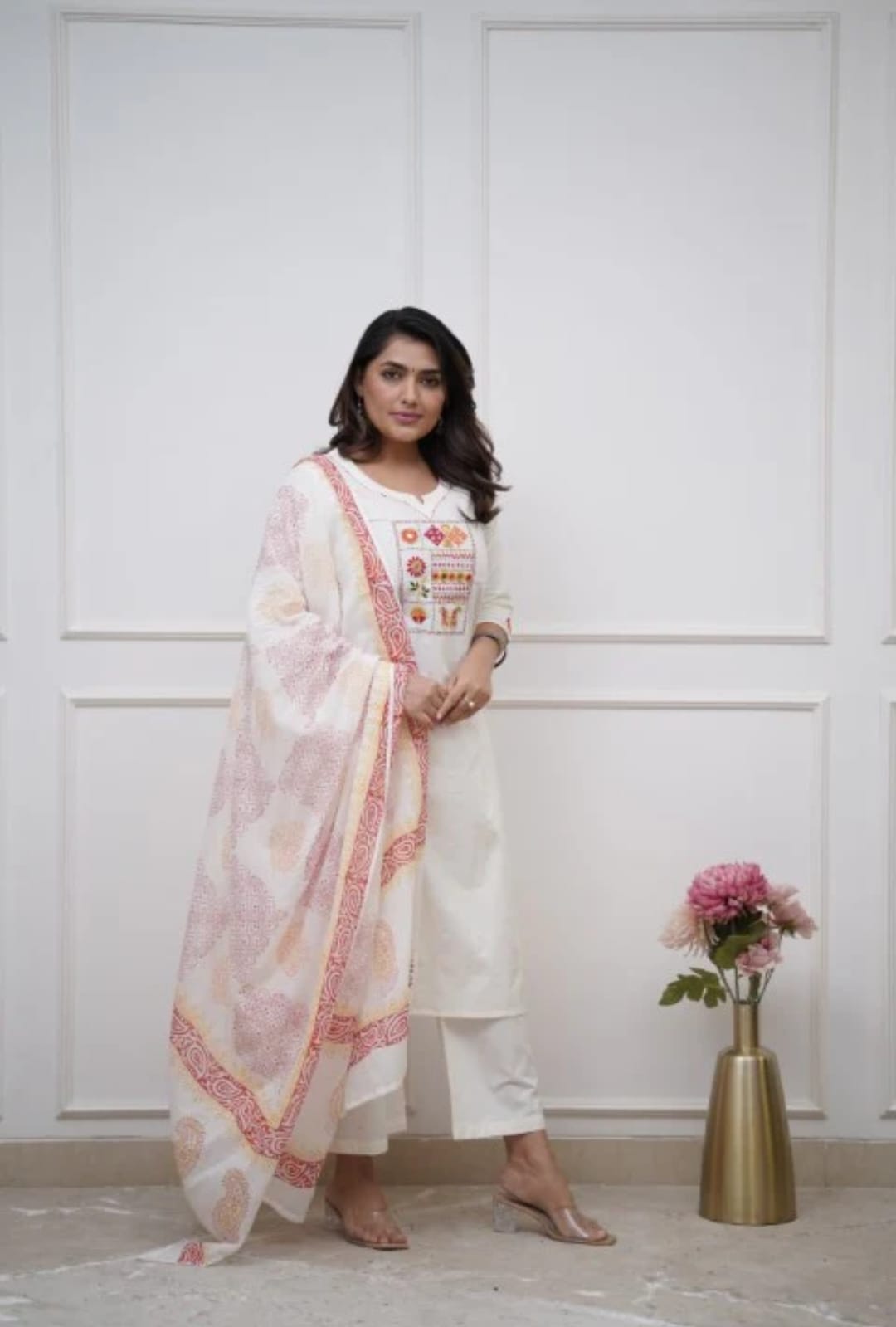 Elegant Cotton 3 pcs Suit Set